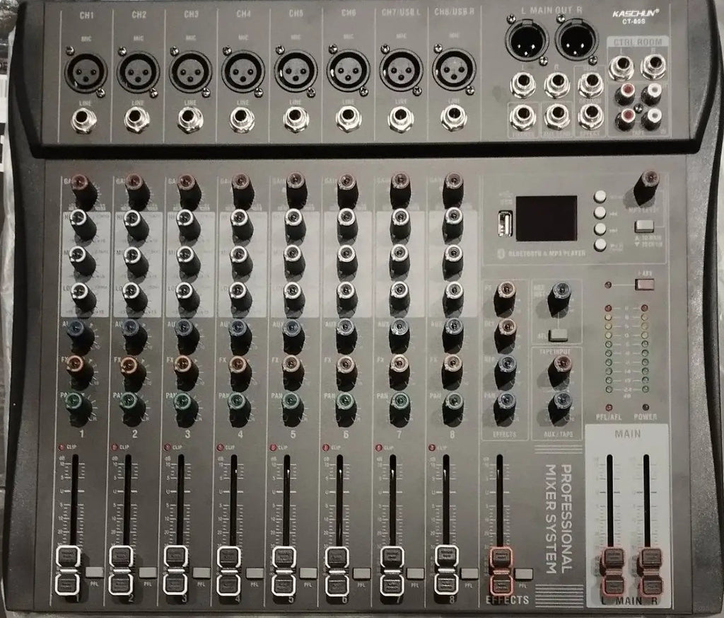 Kaschun CT-80S 8-Channel PA Mixer with Bluetooth & USB Playback