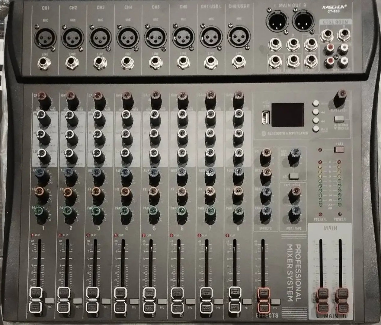 Kaschun CT-80S 8-Channel PA Mixer with Bluetooth & USB Playback