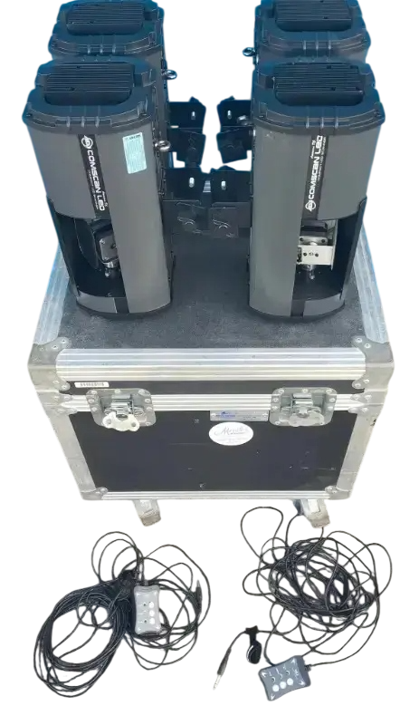 American DJ Comscan LED light fixtures w/ 2 remotes and case