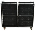 QSC Wideline-10 line array speakers with fly bars and carts