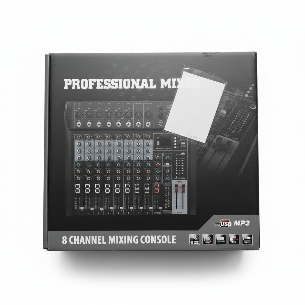 Kaschun CT-80S 8-Channel PA Mixer with Bluetooth & USB Playback