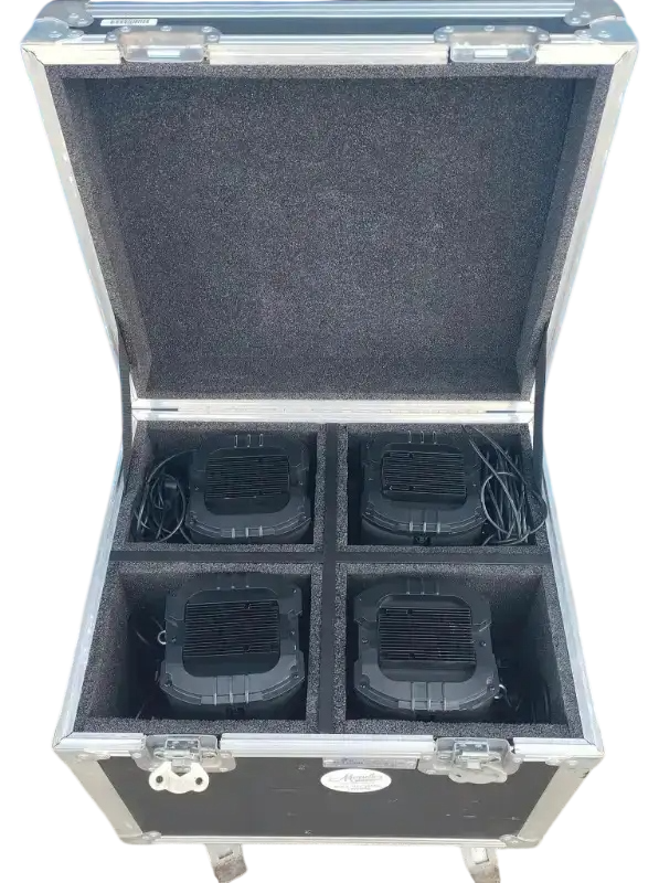 American DJ Comscan LED light fixtures w/ 2 remotes and case