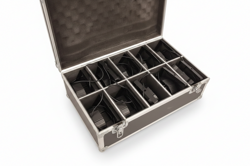 10x DMX LED Slim Par Uplights in Rolling Road Case